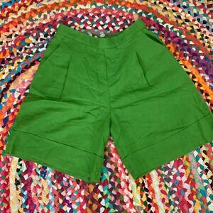 United Colors Of Benetton Spring Green Pure Linen High Rise Shorts - M